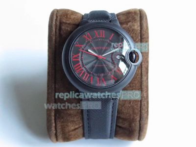 TW Factory Swiss Replica Ballon Bleu de Cartier Date Watch Black Case 42MM